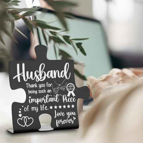 Husband Gift from Wife, Thank You for Being an Important Piece of My Life, Valentine's Day Fathers Day Christmas Birthday Husband fianc? Gifts from Wife Decorative Signs & Plaques-DX413