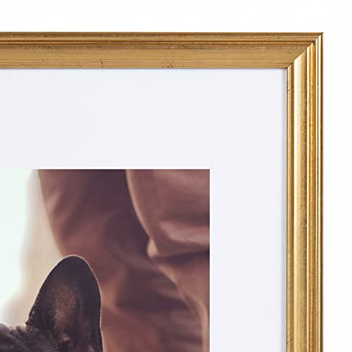 Kate and Laurel Adlynn Gold Wall Picture Frame Set - 16x20 & 8x10 Matted, Set of 3