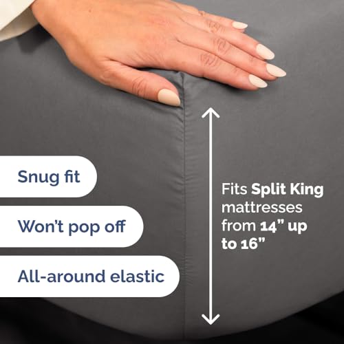 Flex Top Split King Sheet Set - Soft & Breathable Dark Grey - 4 Piece