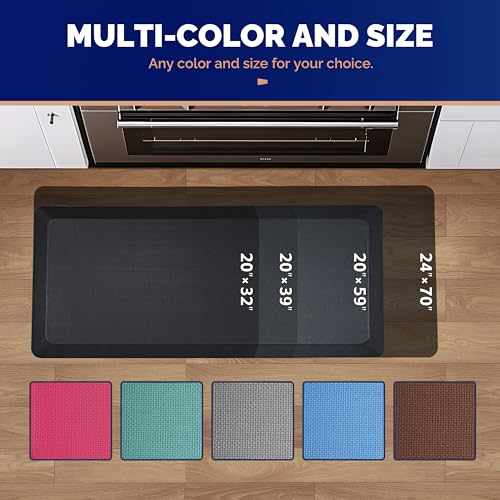 Anti Fatigue Mat for Standing Desk & Kitchen Floor - 32"L x 20"W x 0.9" Thick, Black