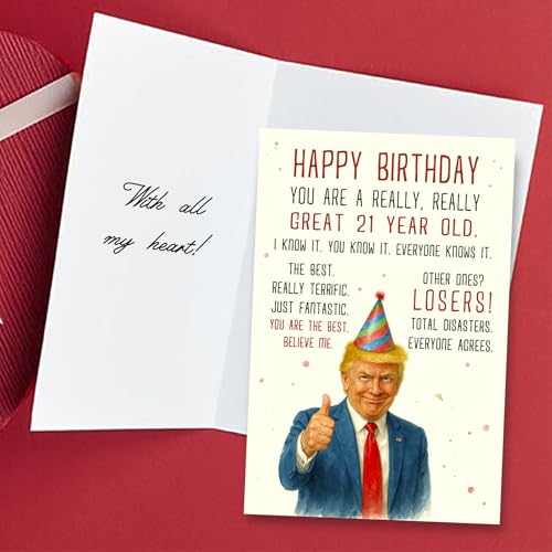 Funny Card for 21 Year Old, 21st Birthday Gifts for Her Him, Cards for Men Women, Birthday Decorations for Christmas, Mothers Day, Gifts for Girl, Daughter, Son, Niece, Nephew, Premium Quality
