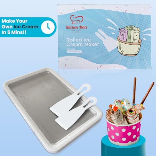 Extra Large White Rolled Ice Cream Maker (14x10 inch) - Family Dessert Machine