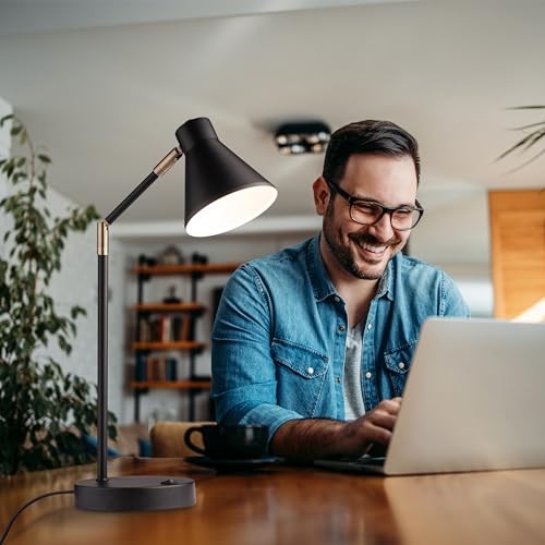 O'Bright Astrum LED Desk Lamp with Dual USB Ports, 270° Swivel, Metal, Black
