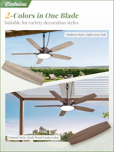 52-Inch Waterproof Outdoor Ceiling Fan with Light IP65 for Patio Gazebo - Oil Bronze