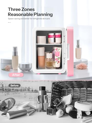 Mini Skincare Fridge with LED Mirror - 4L Compact Beauty Cooler