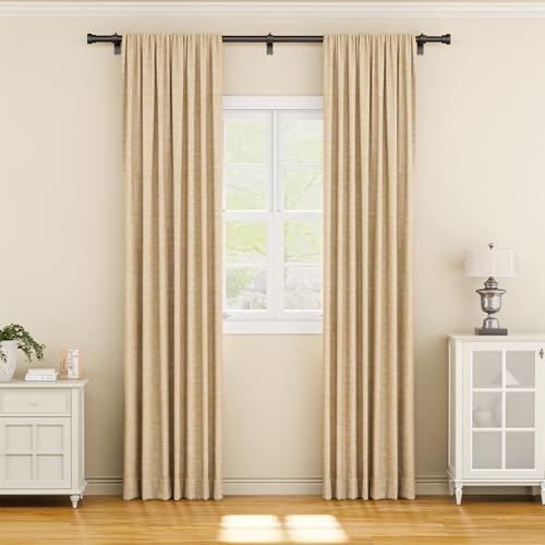 YaFex 2 Pack Adjustable Black Curtain Rods 32-84 Inch Heavy Duty Window Treatment