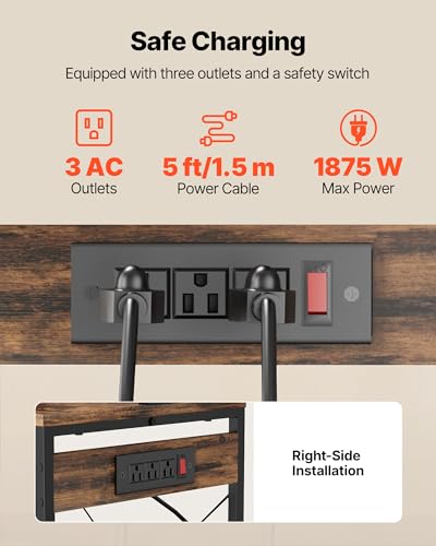 VEVOR Kitchen Bakers Rack with Power Outlets 35.4x15.7x70.9 Inch - Microwave Stand & Storage Organizer