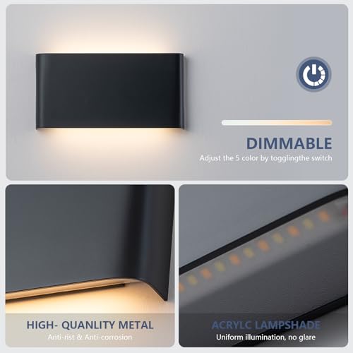 Black 4 Pack Modern 15W LED Wall Sconces with Up Down Lights, 11.02in