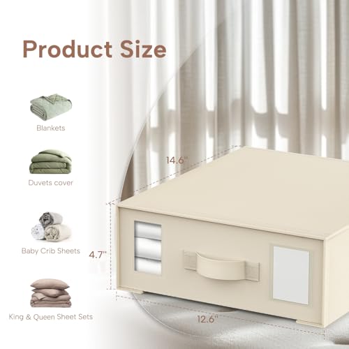 Criusia Beige 6-Pack Bed Sheet Organizers - Foldable Linen Storage Boxes