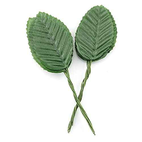 TAODAN Artificial Silk Leaf 200PCS 10cm Green Fake Wired Single Silk Leaves Faux Flowers Leaf for Wedding Arrangements Centerpieces DIY Home Decorative Christmas Party Decoration
