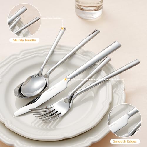 KINGSTONE 20-Piece Silver Flatware Set for 4 - Stainless Steel Cutlery