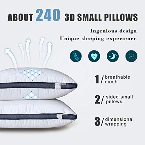 Meoflaw Queen Size Bed Pillow Set of 4 - Luxury Microfiber Hotel Pillows, Medium Firm Support for Side & Back Sleepers