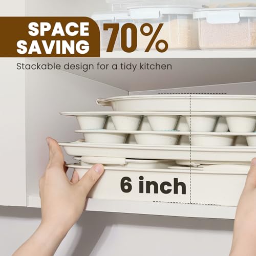 Cream 22-Piece Nonstick Bakeware Set with Silicone Handles - Oven Safe