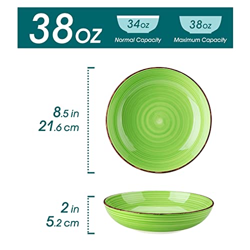 vancasso Bonita Pasta Bowls Set of 6, 38 oz Shallow Ceramic for