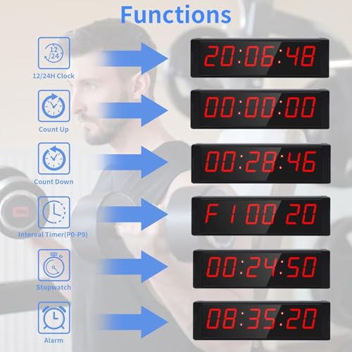Large Digital Gym Timer with Remote & Stand - LED Countdown Stopwatch for Home Workout