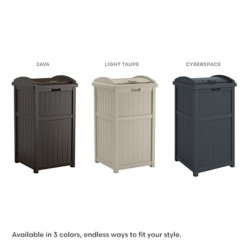 Suncast 33 Gal Resin Hideaway Garbage Can with Secure Lid - Java Brown, Variation 1