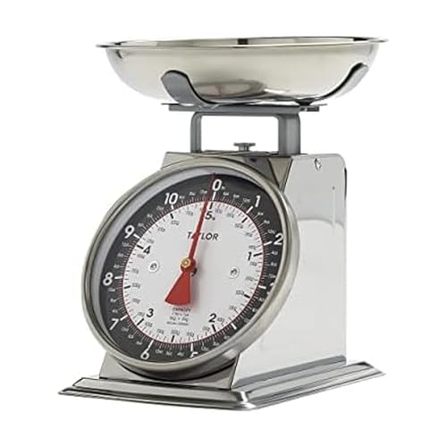 Small Black Taylor Vintage Mechanical Kitchen Scale - 11 lb Capacity, Silver
