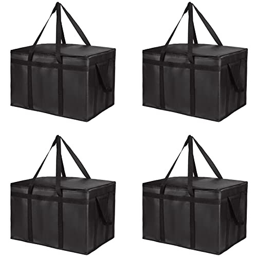 Large XXX-Large Insulated Food Delivery Bag - Black, 23x15x14 Inches