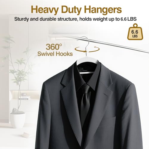 White & Dark Gray Plastic Hangers 50 Pack - Non-Slip, Heavy Duty Closet Organizers