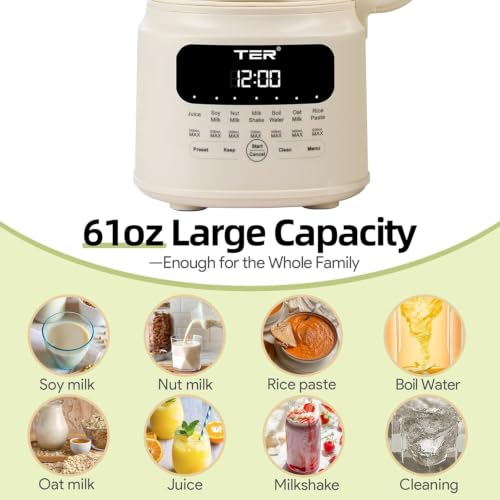 61oz Glass Nut Milk Maker Machine for Almond Oat Soy Milk - BPA-Free