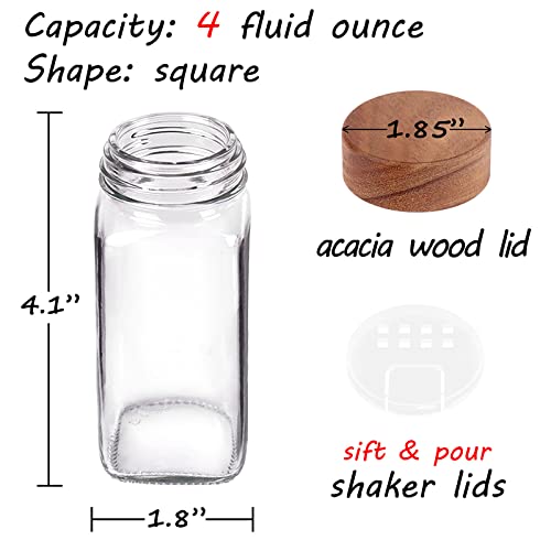 36 Pack Glass Spice Jars with Labels & Wooden Lids - Kitchen Organizer