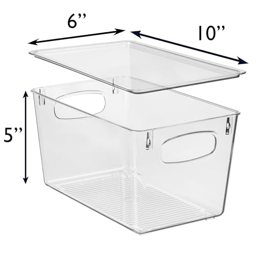 ClearSpace Stackable Pantry Storage Bins with Lids - 10"L x 6"W x 5"H, 8 Pack