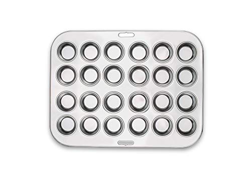 Mini Muffin & Cupcake Pan - 24 Stainless Steel Mini Cups, Durable Bakeware with Variation: Mini, 24 Cups, Stainless Steel