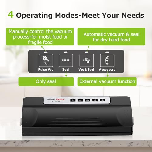 Vacuum Sealer Machine for Food Storage - Black/Silver, 5 Bags Included