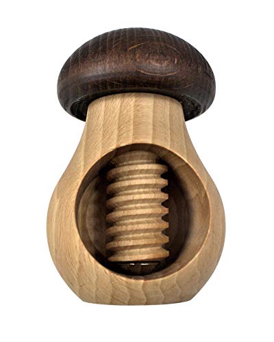 Mushroom Wooden Nutcracker with Screw Mechanism – Beechwood Nut Cracker