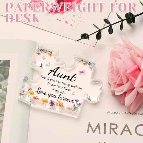 Funnli Aunt Gifts Acrylic Plaque, Mothers Day Birthday Christmas Gifts for Aunt Auntie, Aunt Birthday Gifts from Niece Nephew, Best Aunt Ever Gifts 3.35 x 2.76 Inch Desk Decorations