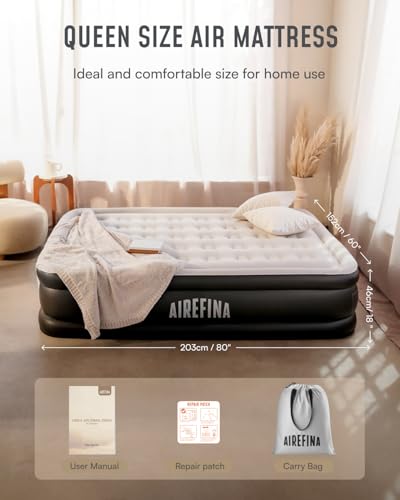 Queen Air Mattress with Built-In Pump - Standard Height 18" Black