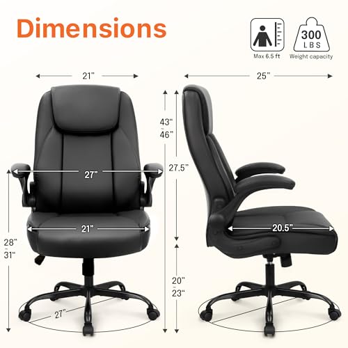 NEO CHAIR Black High Back Office Desk Chair with Flip-up Armrests
