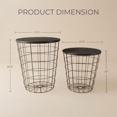 Lavish Home Black Nesting End Tables Set of 2 – Stylish Living Room Side Tables