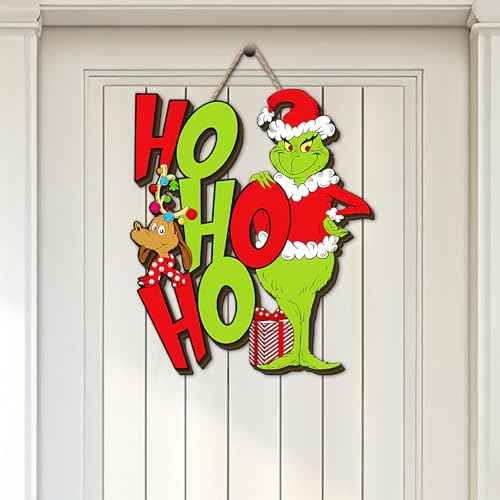 Christmas Wooden Wreaths for Front Door HoHoHo Navidad Winter Xmas Welcome Sign Decor Christmas Decorations for Home