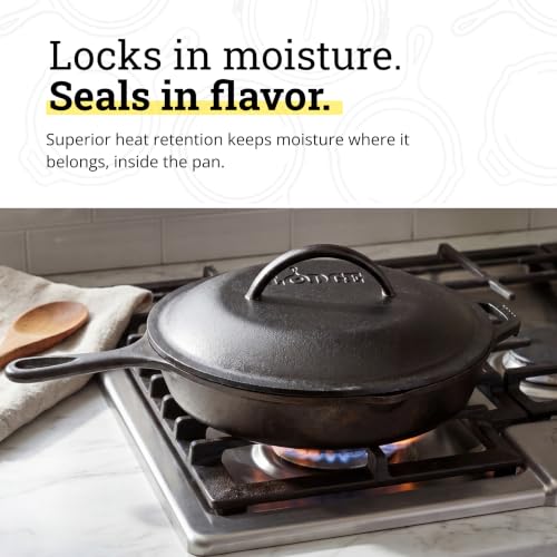Lodge 10.25 Inch Pre-Seasoned Cast Iron Lid Replacement for Skillets and Dutch Ovens