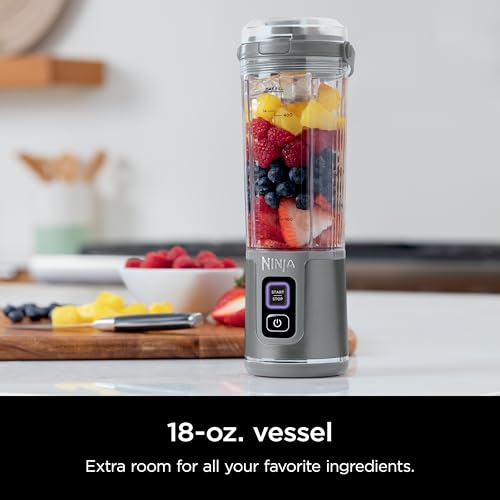 Portable Blender with 2 Vessels - Grey, 18oz, Rechargeable USB-C, Includes Accessories