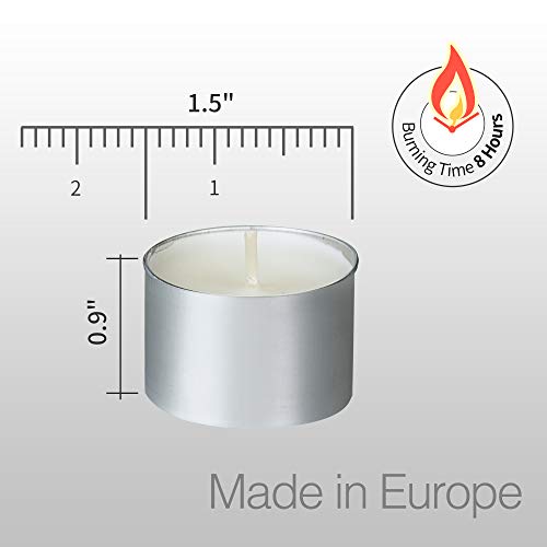 200 Pack Unscented Tealight Candles - Long 8-Hour Burn Time, Smokeless, European Made, Home Decor