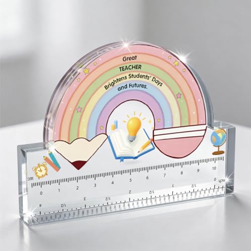 WETDNGQI Teacher Appreciation Rainbow Acrylic Plaque Paperweight - Model Teacher10, 4.7 x 3.1 inches