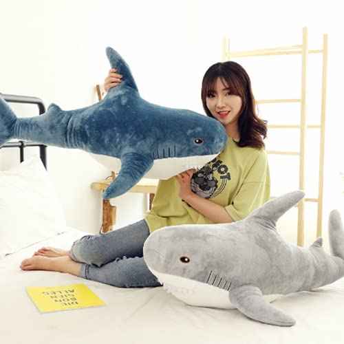 Shark Stuffed Animal Plush,Soft Shark Plush Pillow Toy,Plush Large Shark Toys for Home Decoration Kids Gift (Blue, 24 inches)