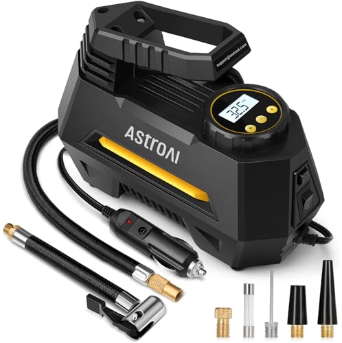 Large Portable Tire Inflator Air Compressor 12V DC Auto Shut-Off Digital Gauge Yellow