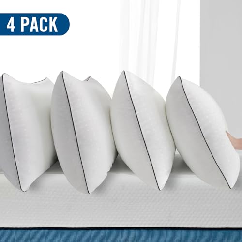 Higoom White Standard Size 4-Pack Hotel-Style Supportive Bed Pillows for Sleeping