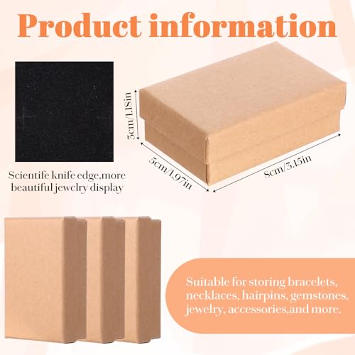 100 Pcs Jewelry Gift Boxes Bulk 3.2 x 2 1.2 Inch Kraft Cardboard