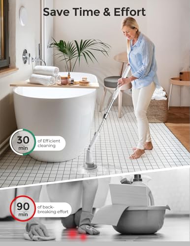 kHelfer Electric Spin Scrubber with 8 Replacement Heads - Pearl White