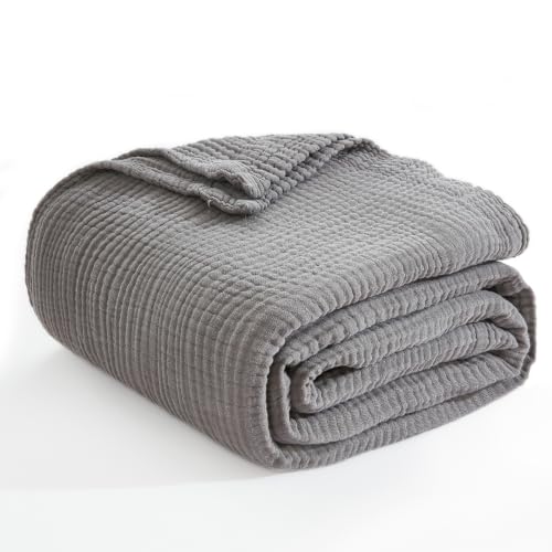 EMME Oversized Cotton Blanket for King Bed - 120x94 Grey, Breathable & Soft