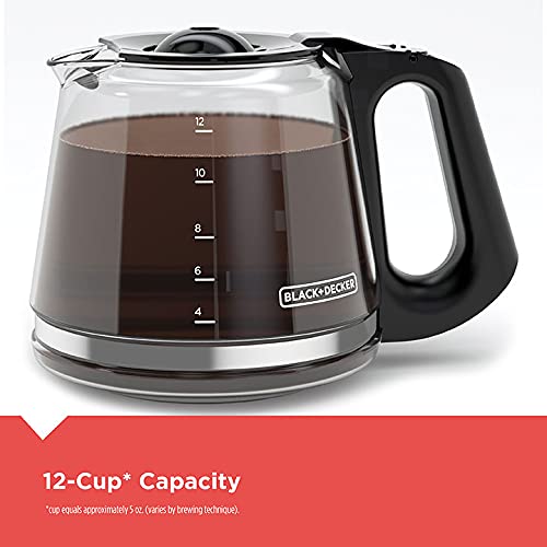 BLACK+DECKER 12-Cup Programmable Coffee Maker CM1110B, Black