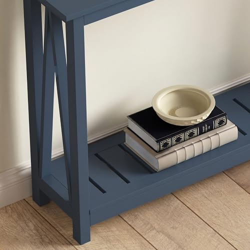Blue Farmhouse Console Table - Narrow Sofa Entryway Table, 40 Inch Variation