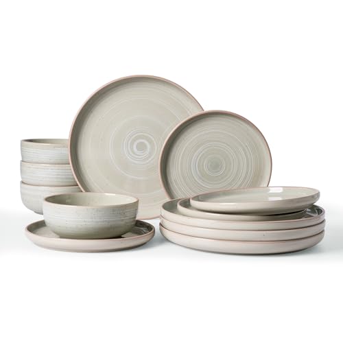 Matcha Green Stoneware Dinnerware Set - Service for 4, 12 Pieces