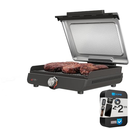 Indoor Smokeless Grill with Interchangeable Plates & 500°F Max Heat