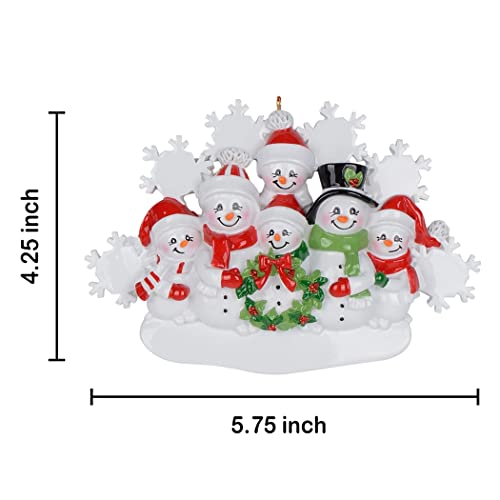 MAXORA Family of 6 Christmas Ornament 2026 Personalized Snowflakes Holiday Decor