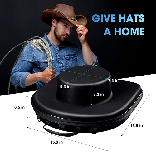 MOSLA Black Travel Fedora Hat Box Carrier - Universal Size, Backpack & Shoulder Bag